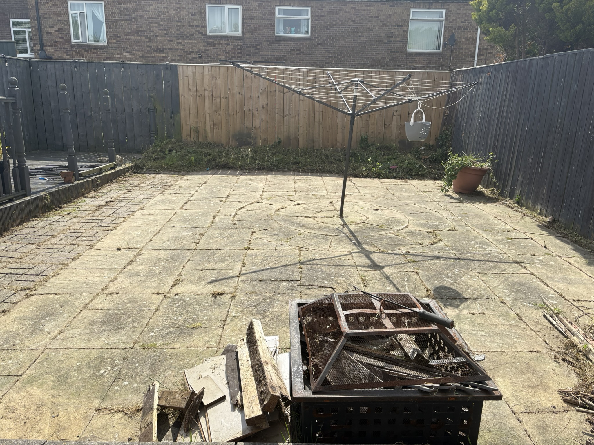 Patio after garden clearance
